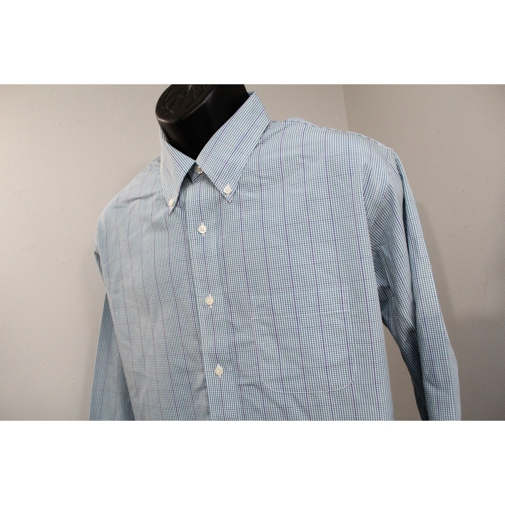 Brooks Brothers Regent Dress Shirt Plaid Non-Irong Long Sleeve Mens 17.5-34 XL